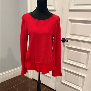 Ann Taylor Vibrant Red Flared Hem Top
